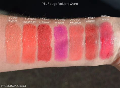 ysl rouge volupte shine oil in stick corail trench swatches|YSL corail intuitive.